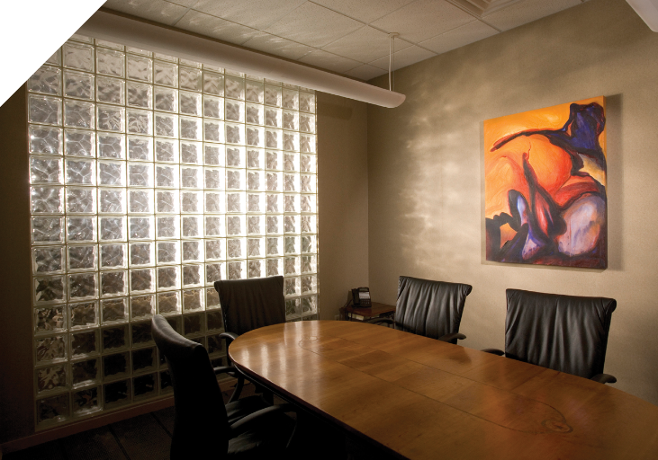 Mask Group 17 conference room with large table and chairs